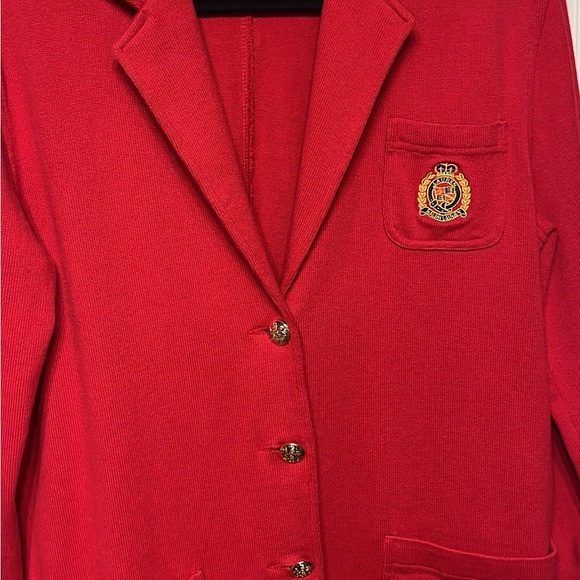 Raphael Lauren Blazer sweater great condition color red size L - Picture 9 of 9